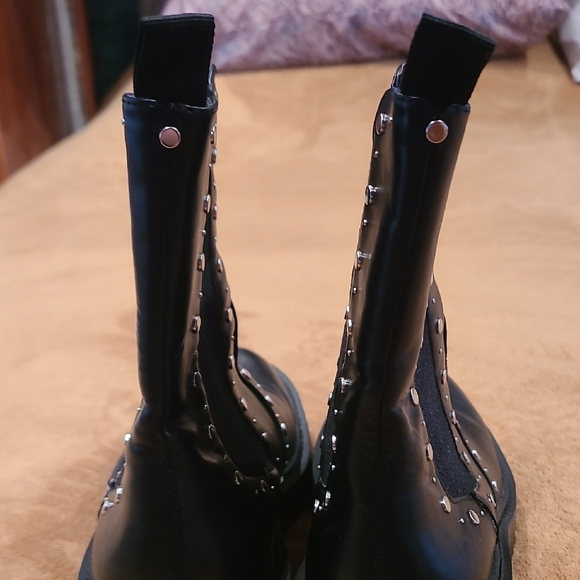 Zara Black Studded Combat Boots - Picture 10 of 10